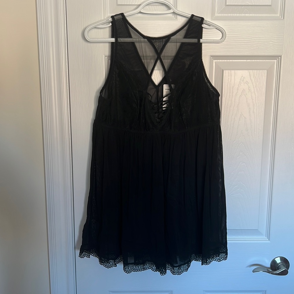 Black Lace and Mesh Babydoll - Plus Size 2X